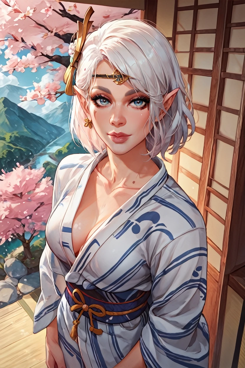 score_9, score_8_up, score_7_up, score_6_up
<lora:BGIsobel:1.0>
BGIsobel, 1girl, white hair, pointy ears, make up, looking at viewer, yukata, japan, cherry blossoms, hair ornament