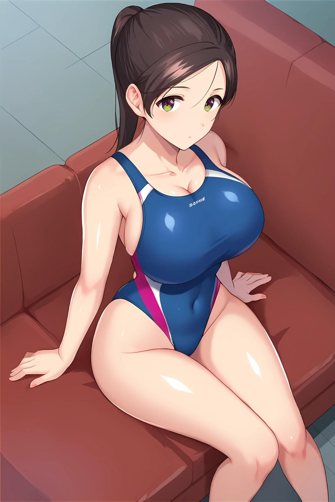 score_9, score_7_up, source_anime, 
BREAK
solo, 1girl,
<lora:YoshizawaAkane-09:0.9>,
YoshizawaAkane, black hair, brown hair, large breasts,
Competition swimsuit swim cap,
BREAK
expressionless, lethargy, non-fucus pupils, 
afterglow at the coast, 
Sitting, sofa, 
from above,