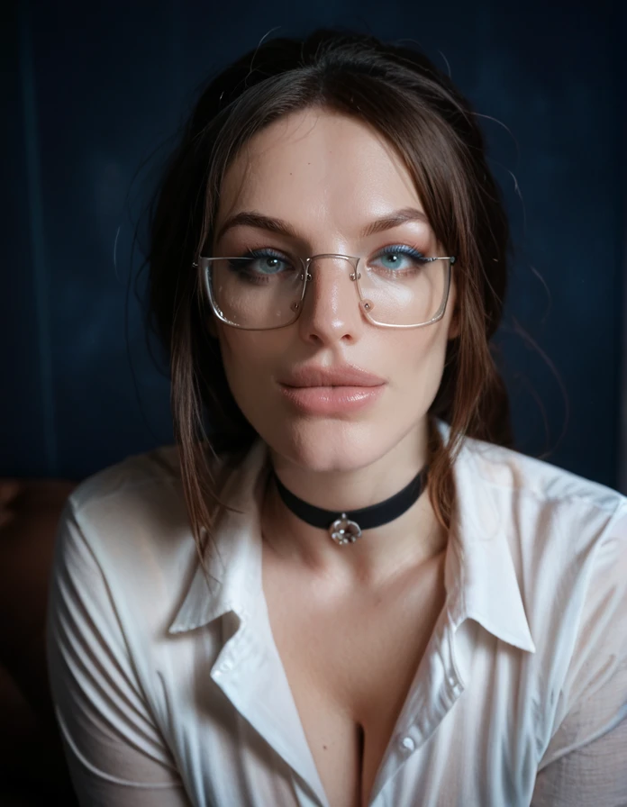 score_9, score_8_up, score_7_up,     detailed background, realistic lighting, night, dark background, 
1 girl, detailed eyes,slim and fit,
face focus, shirt,  glasses, choker, 
AmberHallibellM, eyeliner, 
 <lora:Amber_Hallibell_Model_V2:1>,