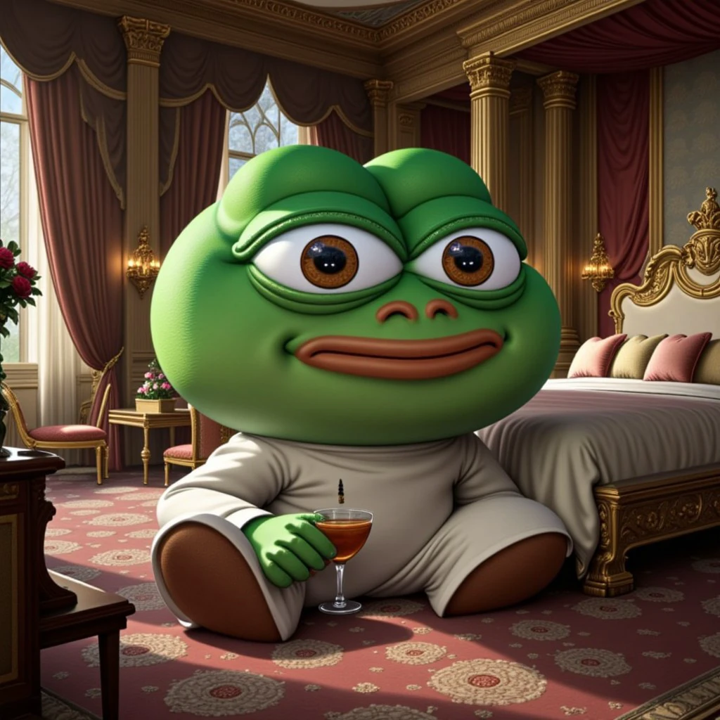 <lora:pepe-the-frog-flux:1.5>, "close portrait of Pepe_Frog in a bedrrom room looking lustful at you."