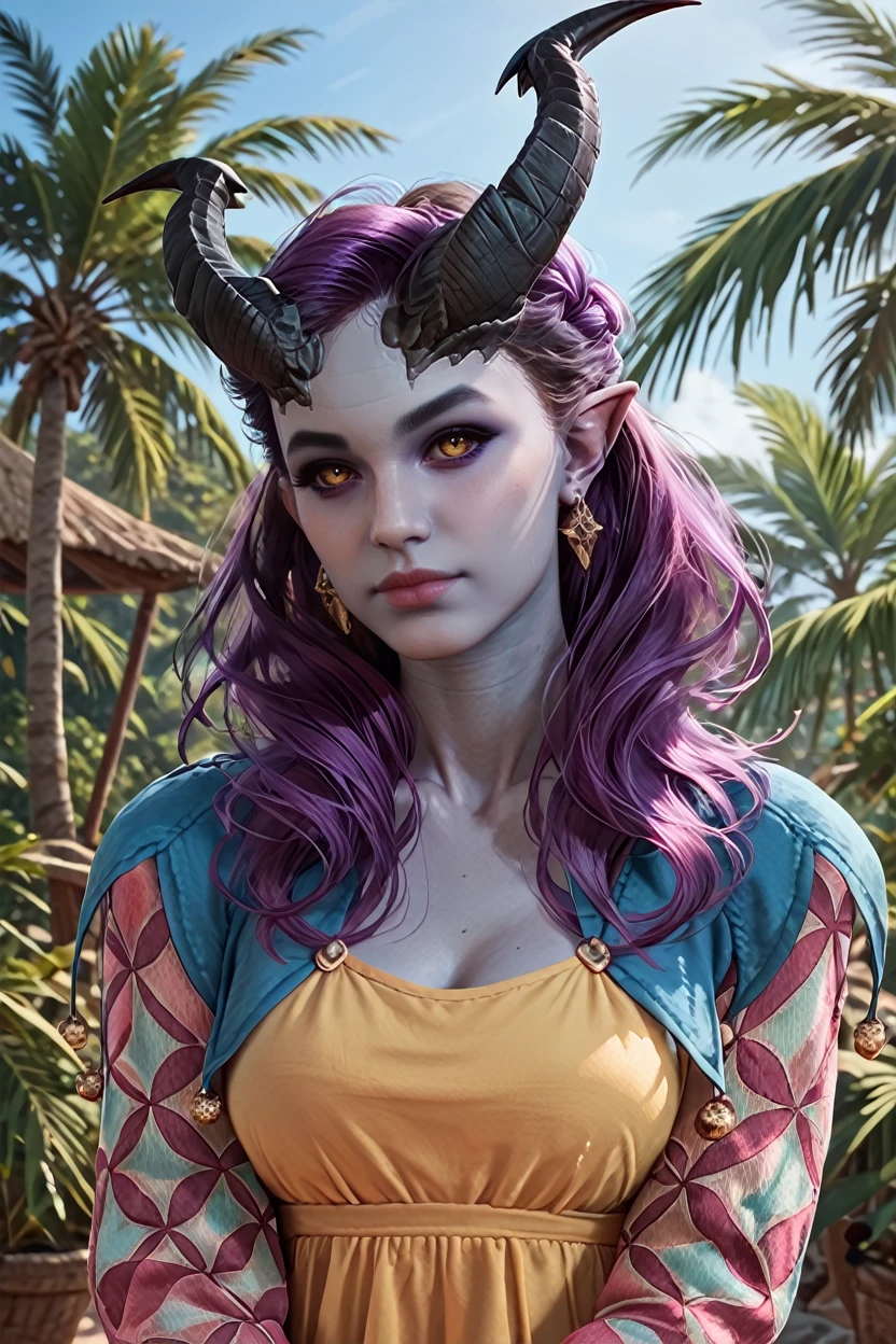 score_9, score_8_up, score_7_up, score_6_up
<lora:BGAlfira:1.0>
BGAlfira, 1girl,demon horns, purple hair, grey skin, looking at viewer, on a tropical island, sundress, palm trees, portrait