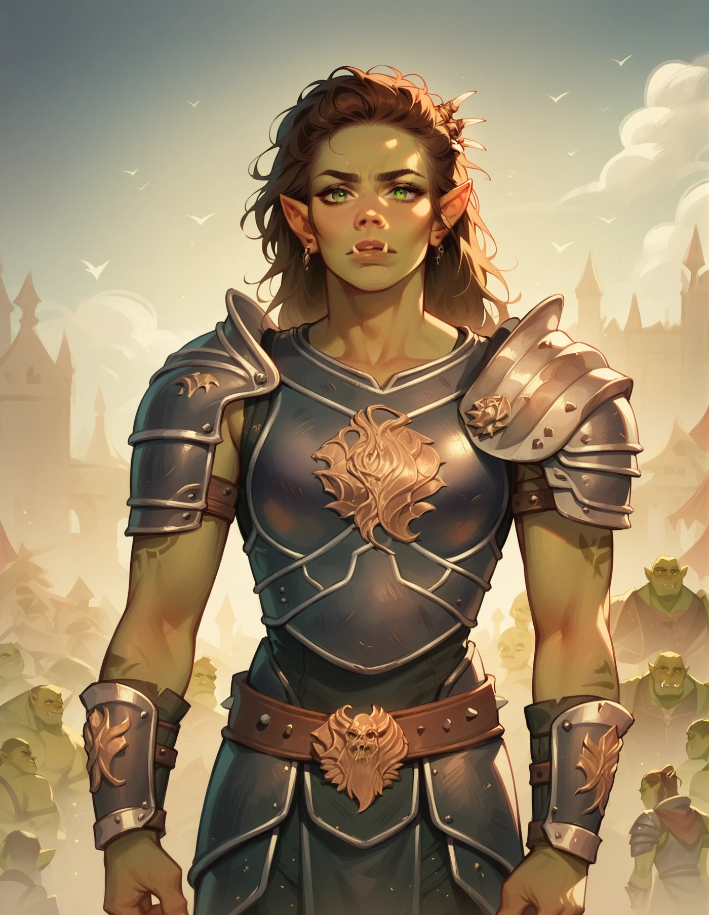 <lora:Garona_WC2016:0.8> garona,1girl, beautiful, armor, warrior, orc, green eyes, score_9, score_8_up, score_7_up, score_6_up, 2d, digital art, masterpiece, <lora:sinfully_stylish_PONY_0.2:0.3> dramatic lighting <lora:incase-ilff-v3-4:0.3> <lora:Expressive_H:0.3> expressiveh <lora:g0th1cPXL:0.3> g0th1cpxl