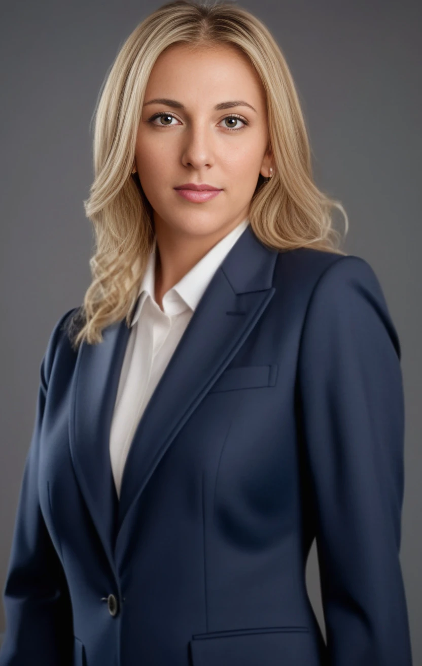 Photorealism <lora:SelenSDXL-000008:1>, full-body photo of  35yo selensdxl wearing a business suit, blond hair,  (looking at the viewer:1.2), ultra detailed, (sharp photo:1.2), Photorealism, often for highly detailed representation, photographic accuracy, or visual illusion.