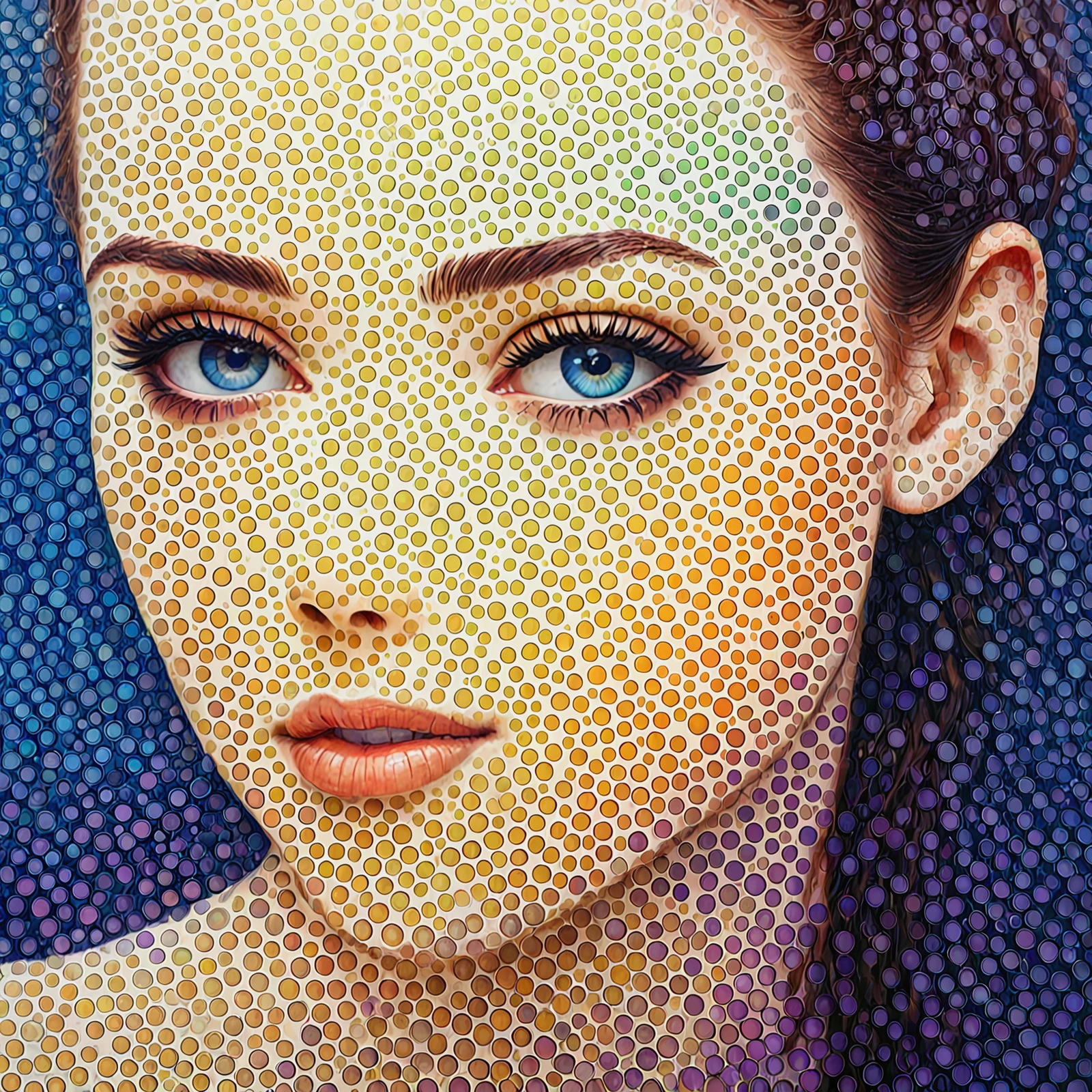 Vivid pointillism.

A beautiful young woman. 

(skin made of dots:1.95). Rustic. 

<lora:Pointillistic01-01_CE_SDXL_96:0.8>