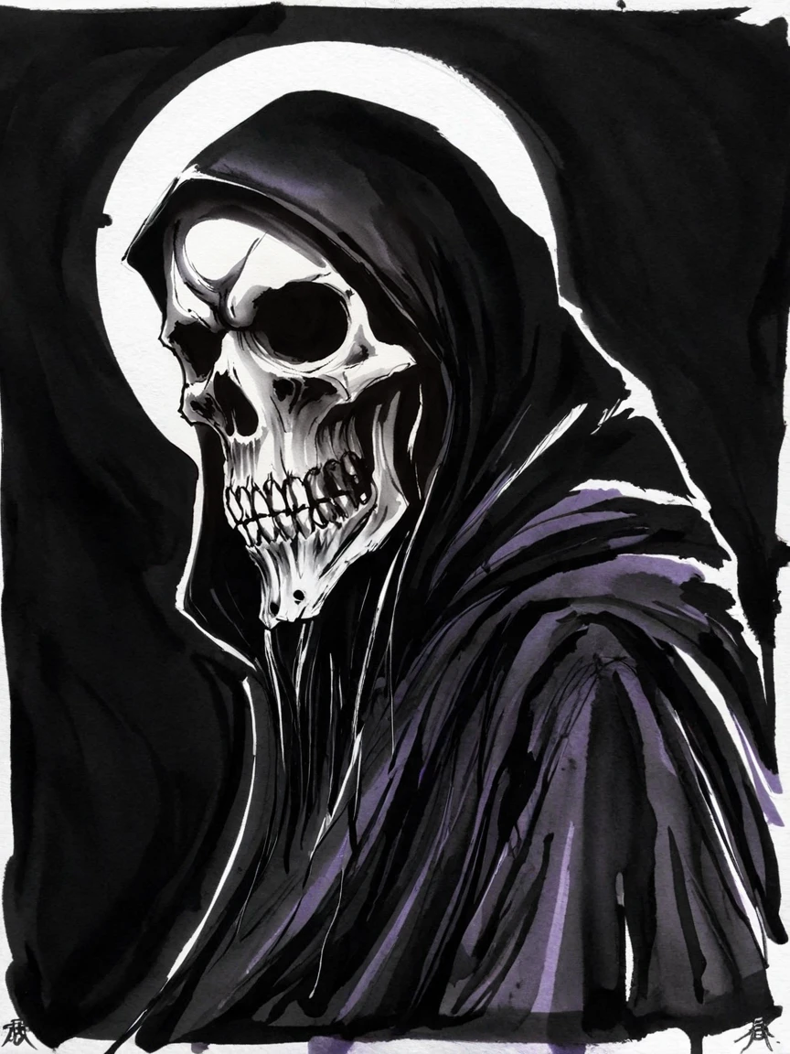 <lora:kimholmXL:0.8> kimholm, ink, grim reaper