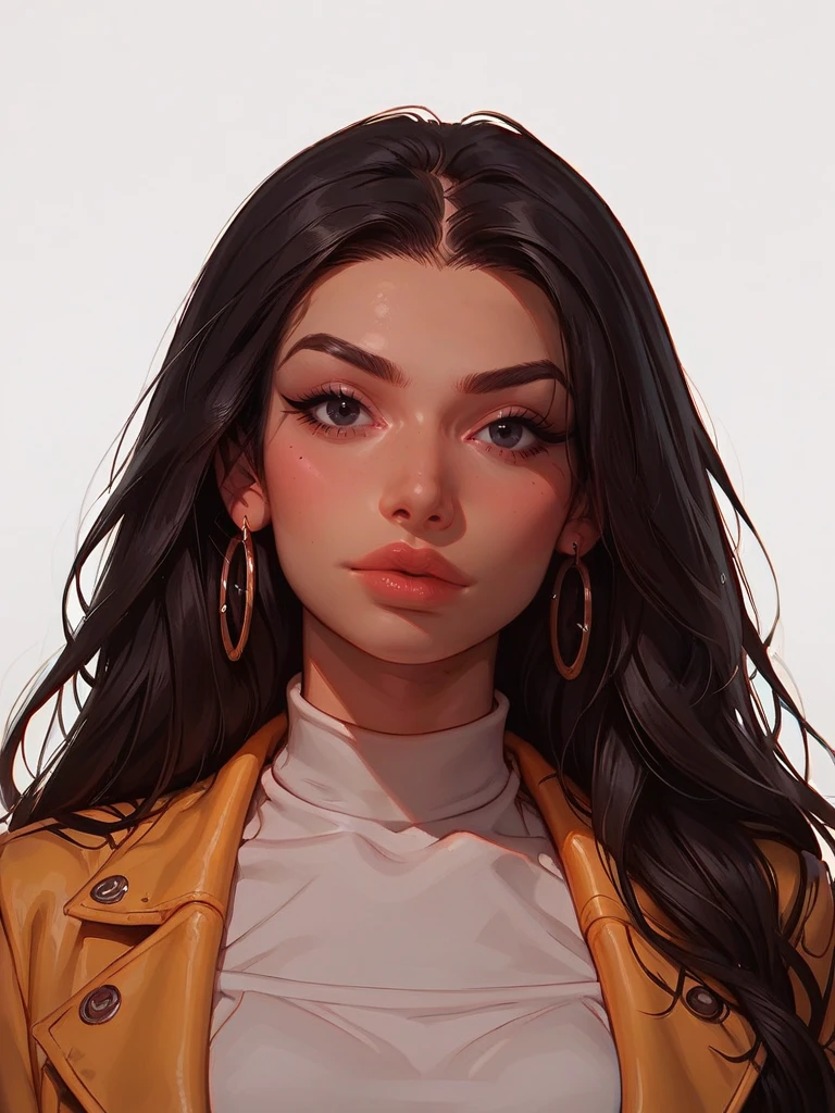 score_9, score_8_up, score_7_up, score_6_up, expressiveh, G0THICPXL, <lora:MimiKeene:1>, MimiKeene, black hair, earrings rings, serious, long hair, black eyes, medium breasts, white shirt, yellow jacket, happy, portrait, front view, sultry look, sexy pose, white background, <lora:Expressive_H:0.45> <lora:g0th1cPXL:0.45>  <lora:incase-ilff-v3-4:0.5> <lora:Anna4:0.4>