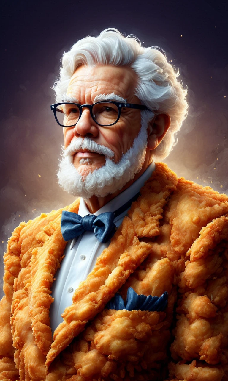 ((masterpiece, best quality)), illustration, digital painting,
<lora:Deep-Fried__Crispy_Style_World_Morph_V2:0.8> dfc, a portrait of Colonel Sanders made of deep fried & crispy breading,