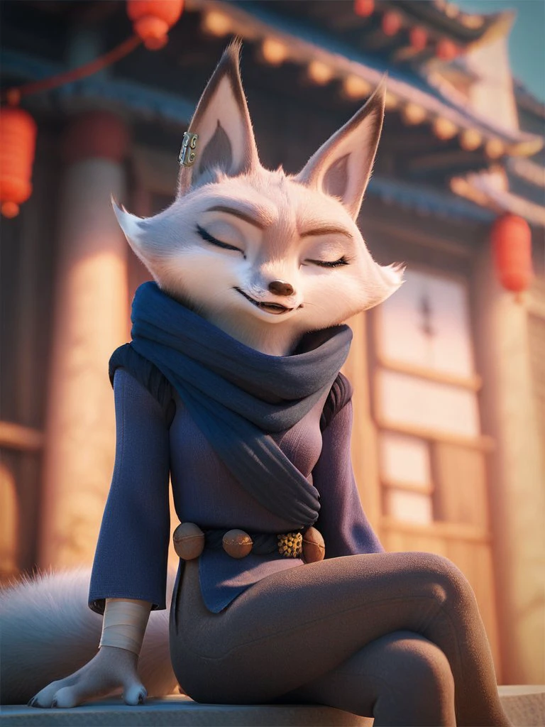 (score_9, score_8_up), score_7_up, score_6_up, score_5_up, score_4_up,   
1 girl, Zhen, Corsac fox, Furry, Fur Gray and White, blue kimono, brown trousers, Right-sided jade ear piercing, looking at viewer, skills_pose, meditation pose, closed eyes, crossed legs, sitting
 <lora:Zhen_XL:0.8>