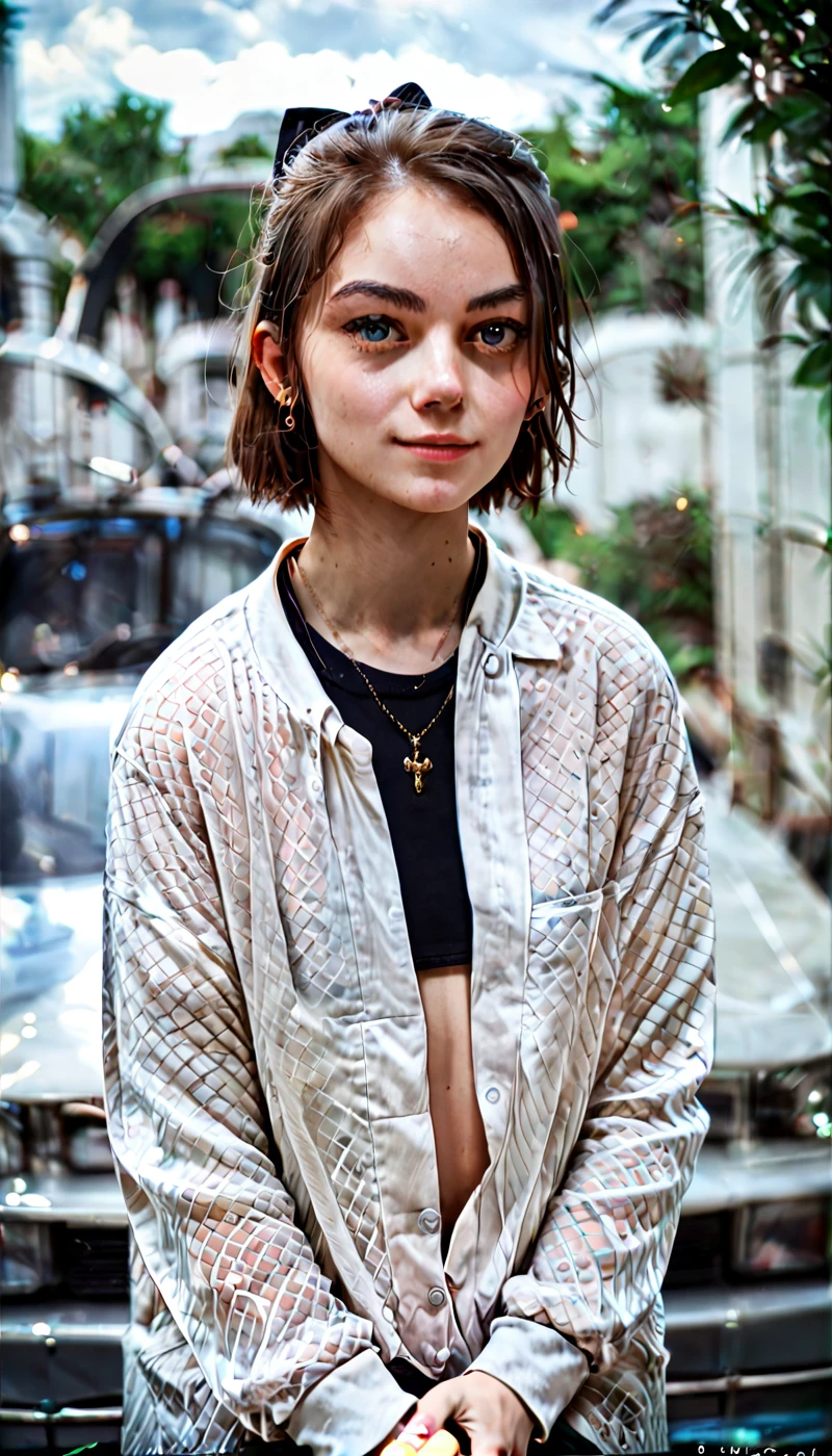 (masterpiece, best quality:1.5), (8k, raw photo, photo realistic:1.3), (upper body:1.5), realistic American women stands out in street, 25 years old, super short hair, curly hair, denim jacket, sorrowful, midnight, close up, 