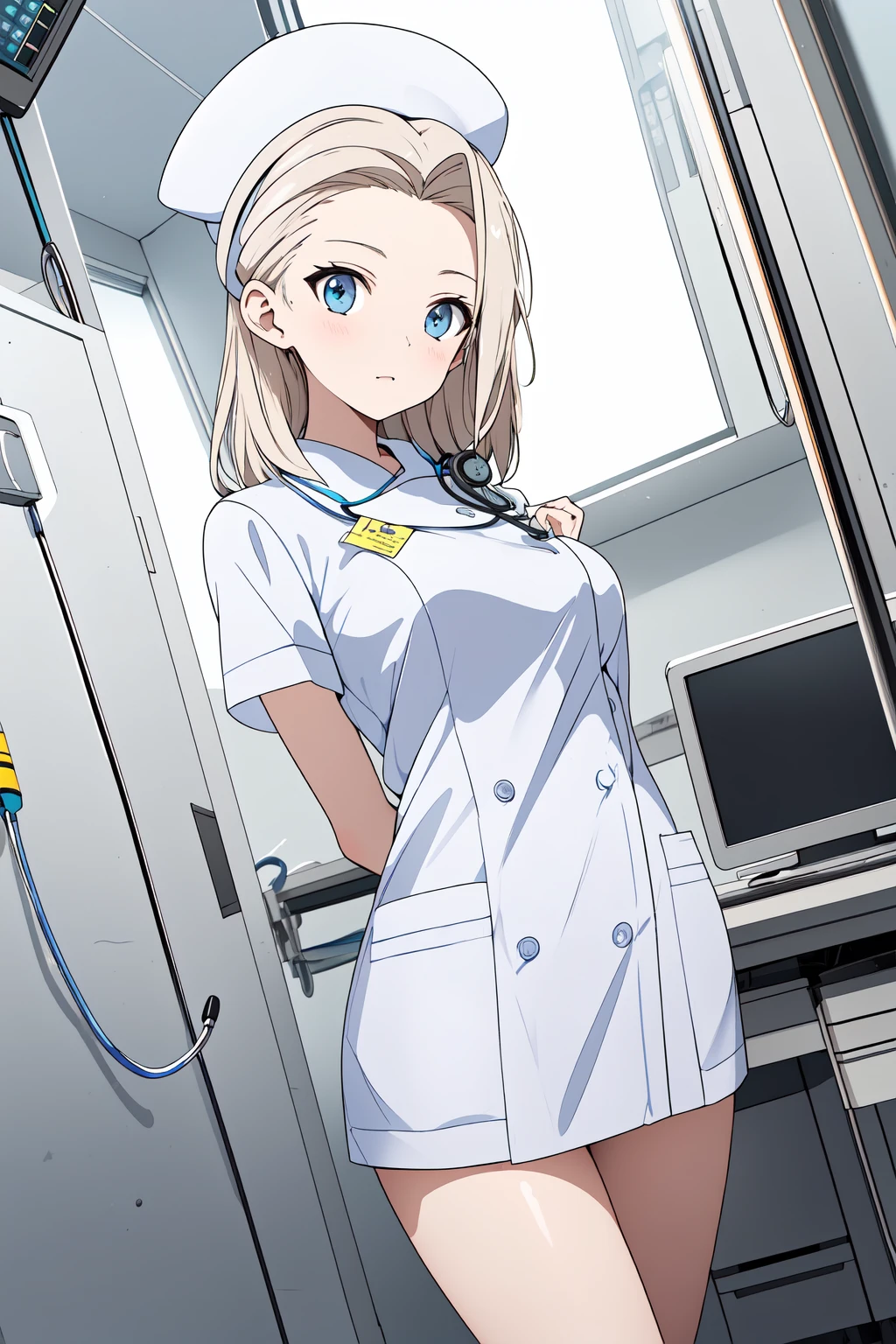 (RAW photo, best quality), wide angle photo, masterpiece, 1girl,  natural lighting
hospital, operating room, surgical gloves, 
(((White))) nurse uniform smooth, nurse, nurse hat, stethoscope  <lora:NurseUniform0_1:0.7>,
 <lora:girls_und_panzer_klara_1_2:1> panzer_klara