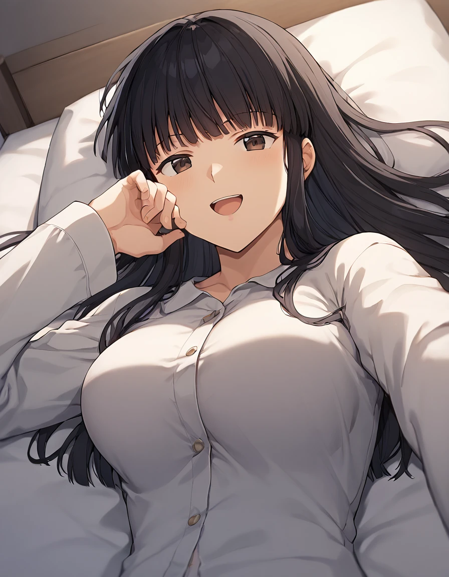 score_9, score_8_up, score_7_up, source_anime,kikyou,1girl,black hair, long hair, large breasts ,long sleeves, <lora:kikyou pony:1>
BREAK
pajamas, lying on bed,nigth,bedroom, darkness,from below, looking at viewer, on stomach, open mouth, smile, talking,upper body,  <lora:strong rim lighting:0.6>,strong rim lighting