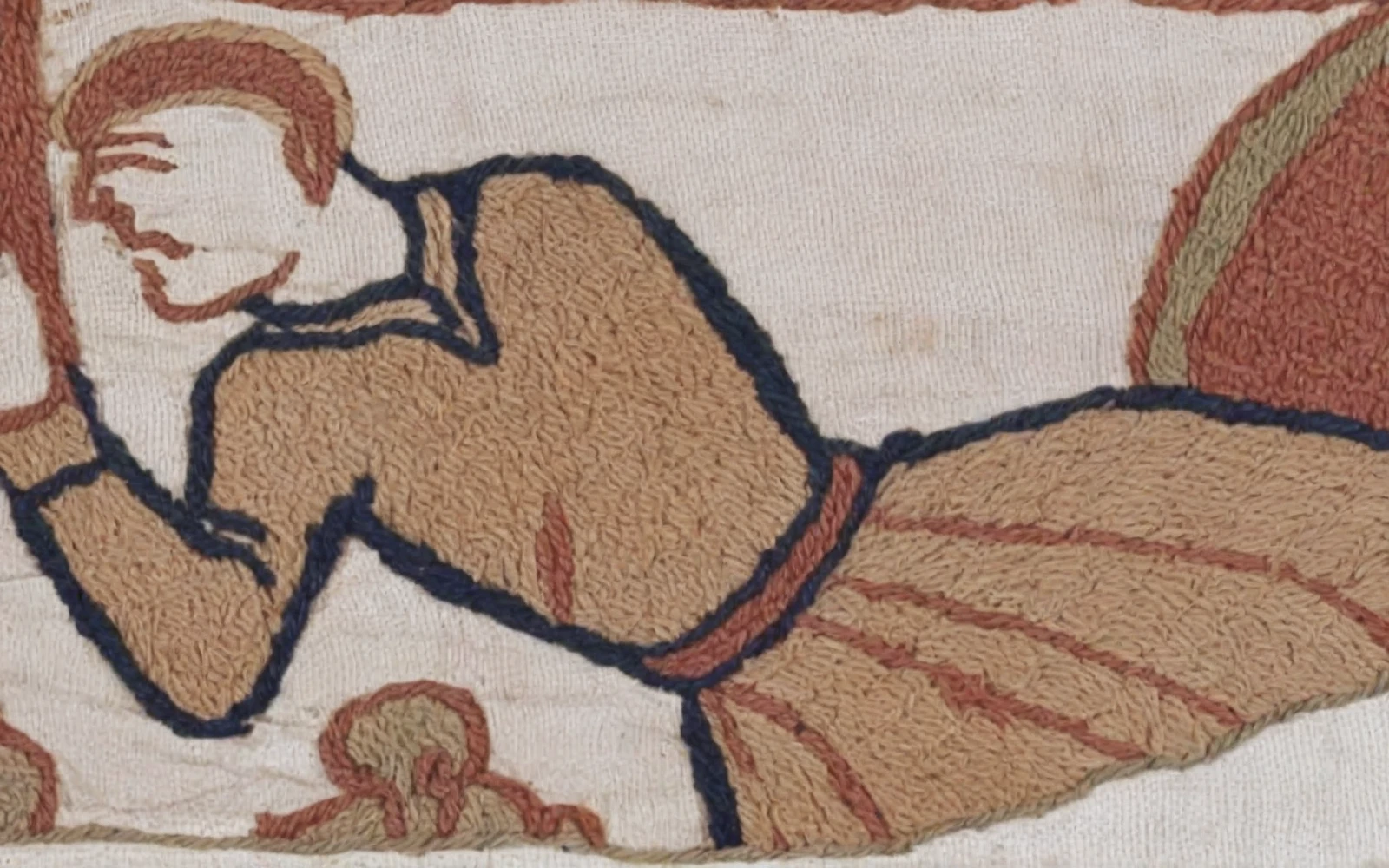 <lora:bayeux_pony_v1:1> bayeux, bayeux tapestry, an embroidered tapestry showing a beautiful woman lying on bed, score_9, score_6_up, score_7_up
