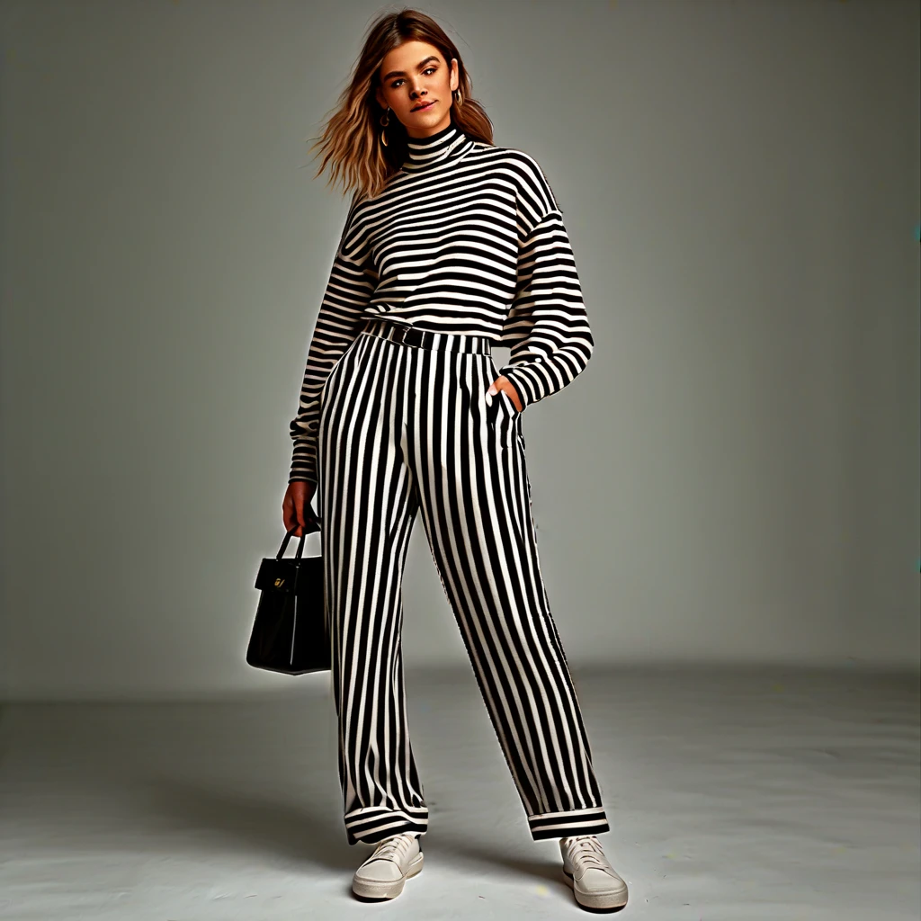 White and Black Striped Pants V1