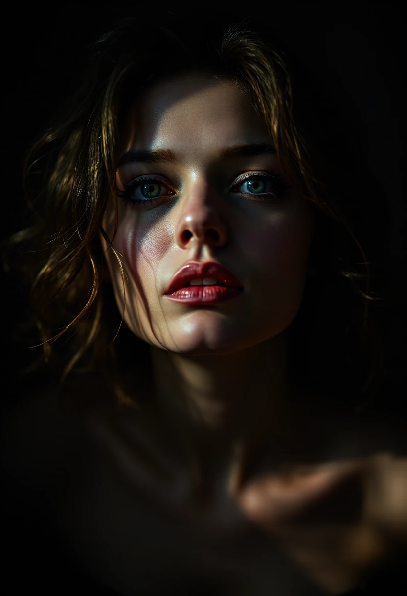 a expressive woman,Photo by Hasselblad X1D-50c with 18-55mm STM lens ultra intricate details and textures 16k maximum resolution possible 600dpi,Philipp Otto Runge,moody lighting,Digital art,Kodak Ektar 100,specular lighting