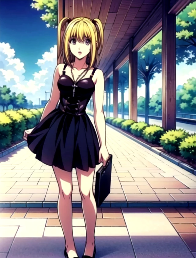 misa amane, solo, standing, outside, 1girl       <lora:misa-amane:1>