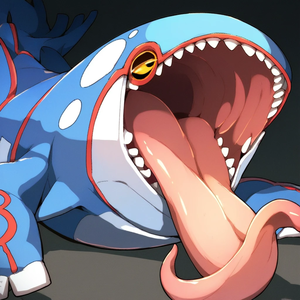 score_9, score_8_up, score_7_up, source_anime, Kyogre, solo, feral, hyper tongue, long tongue