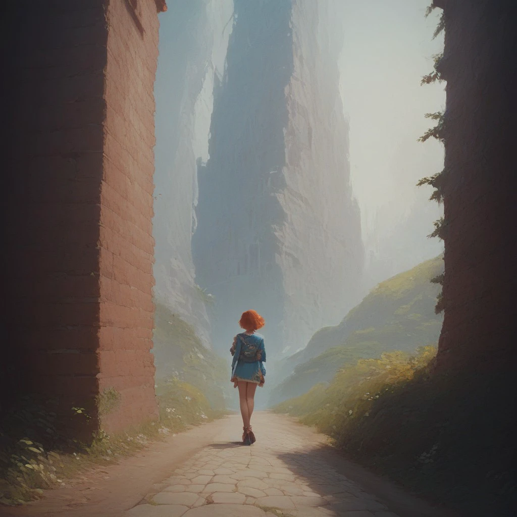 score_9, score_8_up, score_7_up, 20 years old, masterpiece, beautiful girl, redhead, short hair, Outdoors, Far Away