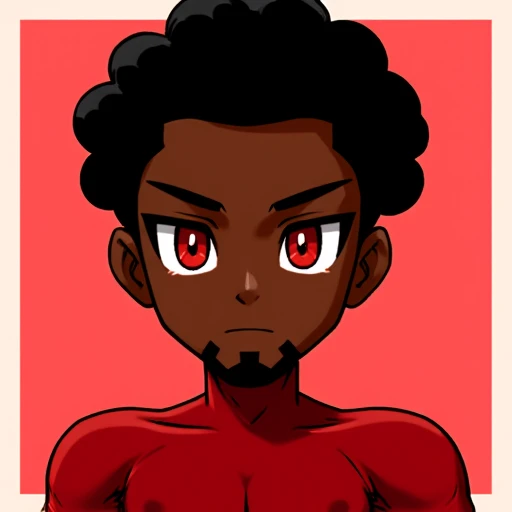 score_9, score_8_up, score_8, krkBeta,1boy,solo,red eyes,afro,goatee,dark skin.red bodysuit.