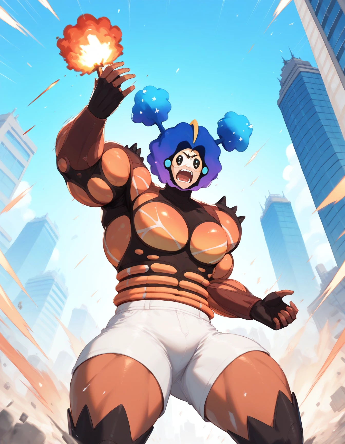 (score_9,score_8_up,score_7_up),
1boy,alola man,spikes,solo,male focus,muscular,massive thighs,manly,speed lines,dynamic_angle,
shouting,explosion,upper body,city,building collapse,low-angle view,
<lora:alola_man_pony:1>,