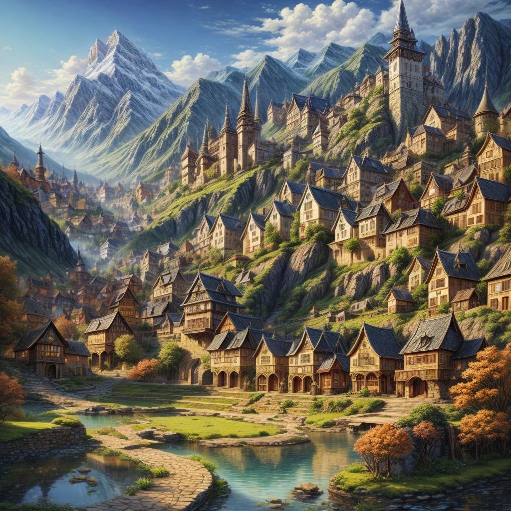 intricate detail, fantasy, village, noon, (masterpiece, best quality, extremely detailed), <lora:l_32:-0.5>, <lora:add_detail:1.5>