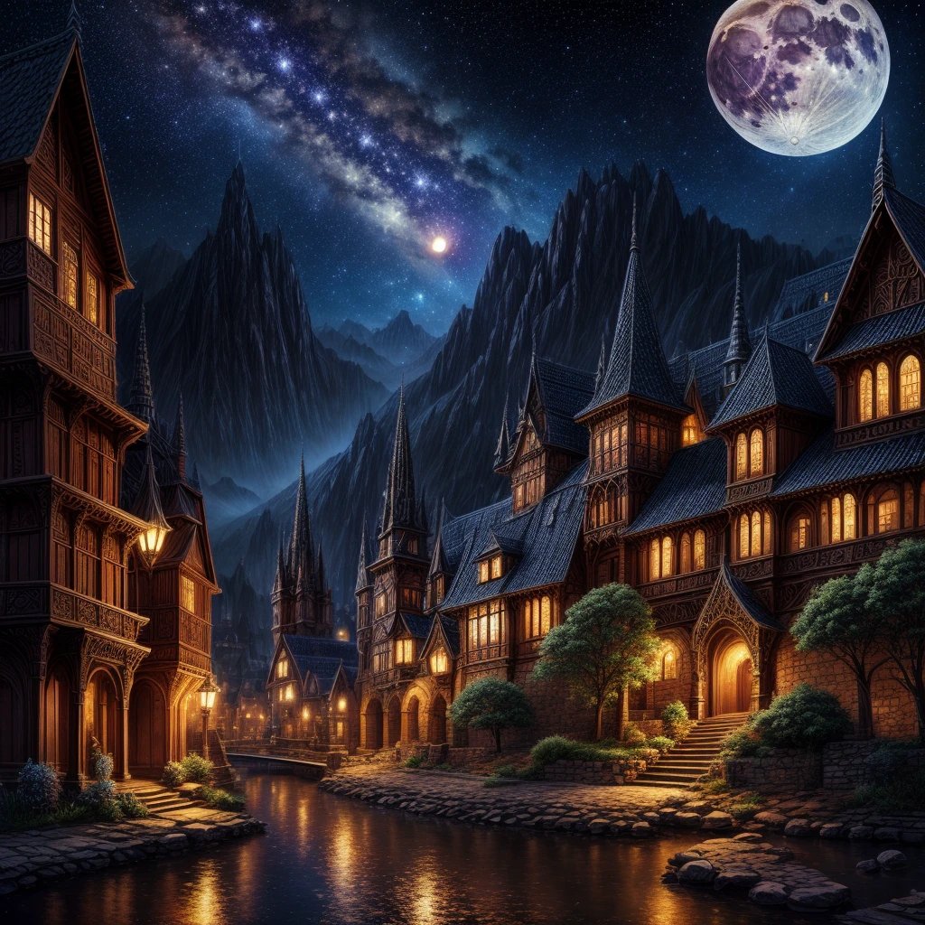 intricate detail, fantasy, village, night, stars, moon, nebula, andromeda, (masterpiece, best quality, extremely detailed), <lora:l_32:-0.5>, <lora:add_detail:1.5>