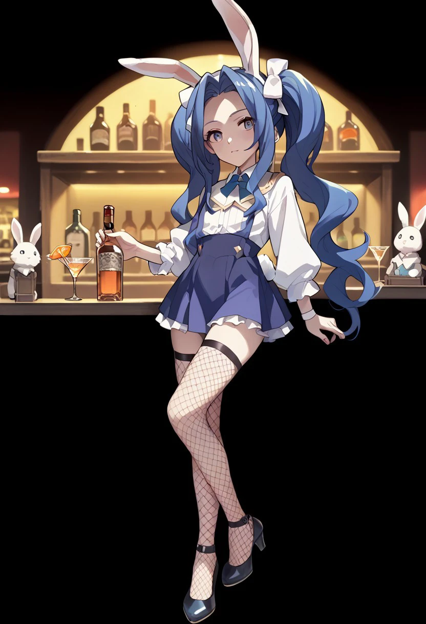 score_9, score_8_up, score_7_up, source_anime,
MELTY Q MELROMARC , Bunny girl, fishnet stockings, bar