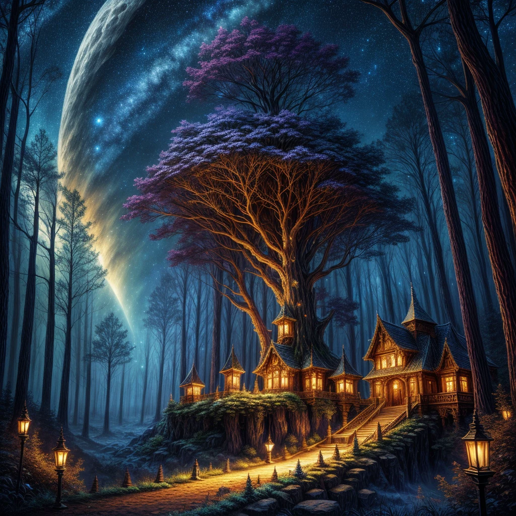 intricate detail, fantasy, fantasy forest, night, stars, (masterpiece, best quality, extremely detailed), <lora:l_32:-0.5>, <lora:add_detail:1.5>