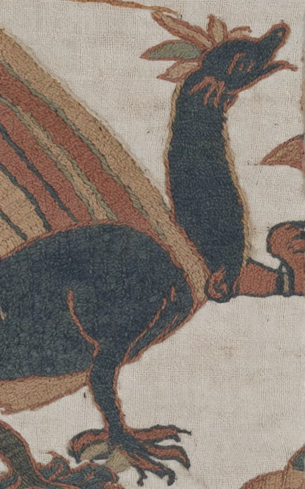 <lora:bayeux_pony_v1:1> bayeux, bayeux tapestry, an embroidered tapestry showing a feathered dragon with a long tail, score_9, score_6_up, score_7_up