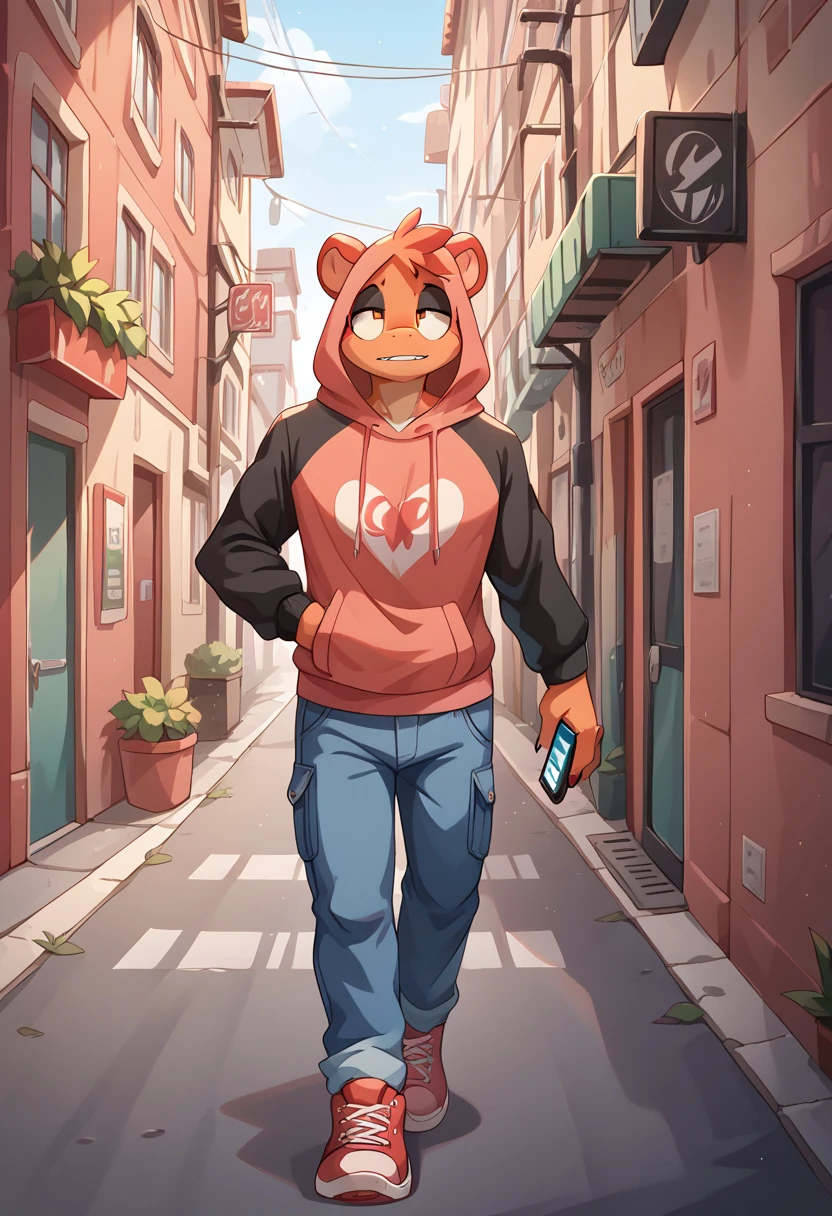 porn,  BREAK,       <lora:Scrafty:1>anthro  scrafty,  (huge breast),  hoodie,  cellphone,  walking on alley, zPDXLrl, <lora:Pony_QualityV4.0:1.12>, zPDXL2,  zPDXLxxx