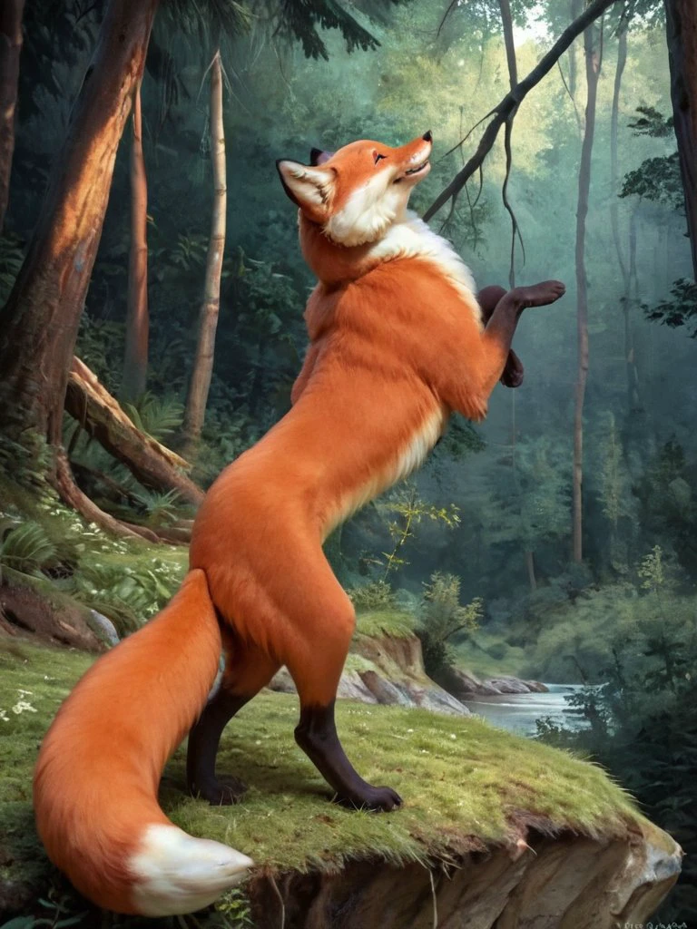 Score_9, score_8_up, scenery, fullbody, 1girl lisichka_A, posing, furry fox <lora:Lisichka:0.9>, mouth opened, highly detailed, masterpiece, wild forest, scenery, extreme detailed, hyperrealistic, masterpiece, detailed fur, beautiful fur