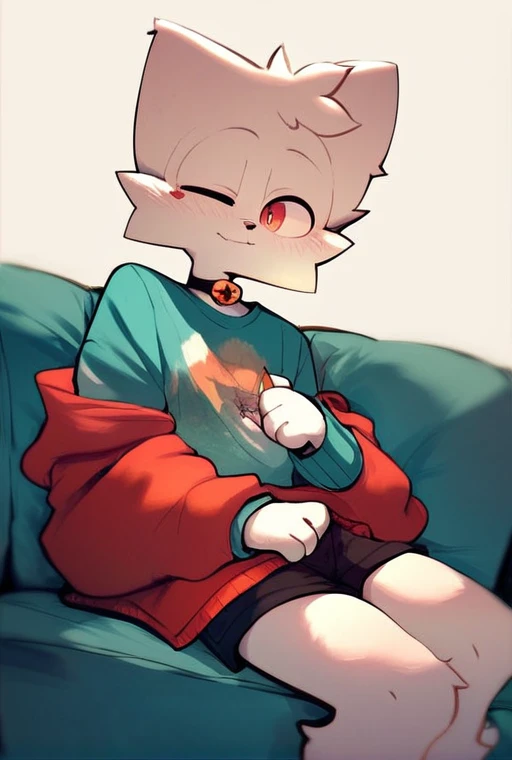 Sillycat, male, couch, simple background <lora:Sillycat:1> score_9, score_8_up, score_7_up, score_6_up, score_5_up, score_4_up zPDXL