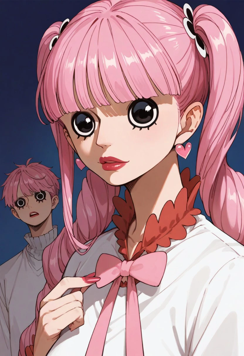 score_9, score_8_up, score_7_up, source_anime, rating_safe, PeronaOP, black Perona eyes, pink Perona hair, 1boy, male focus, mature male, no lipstick,