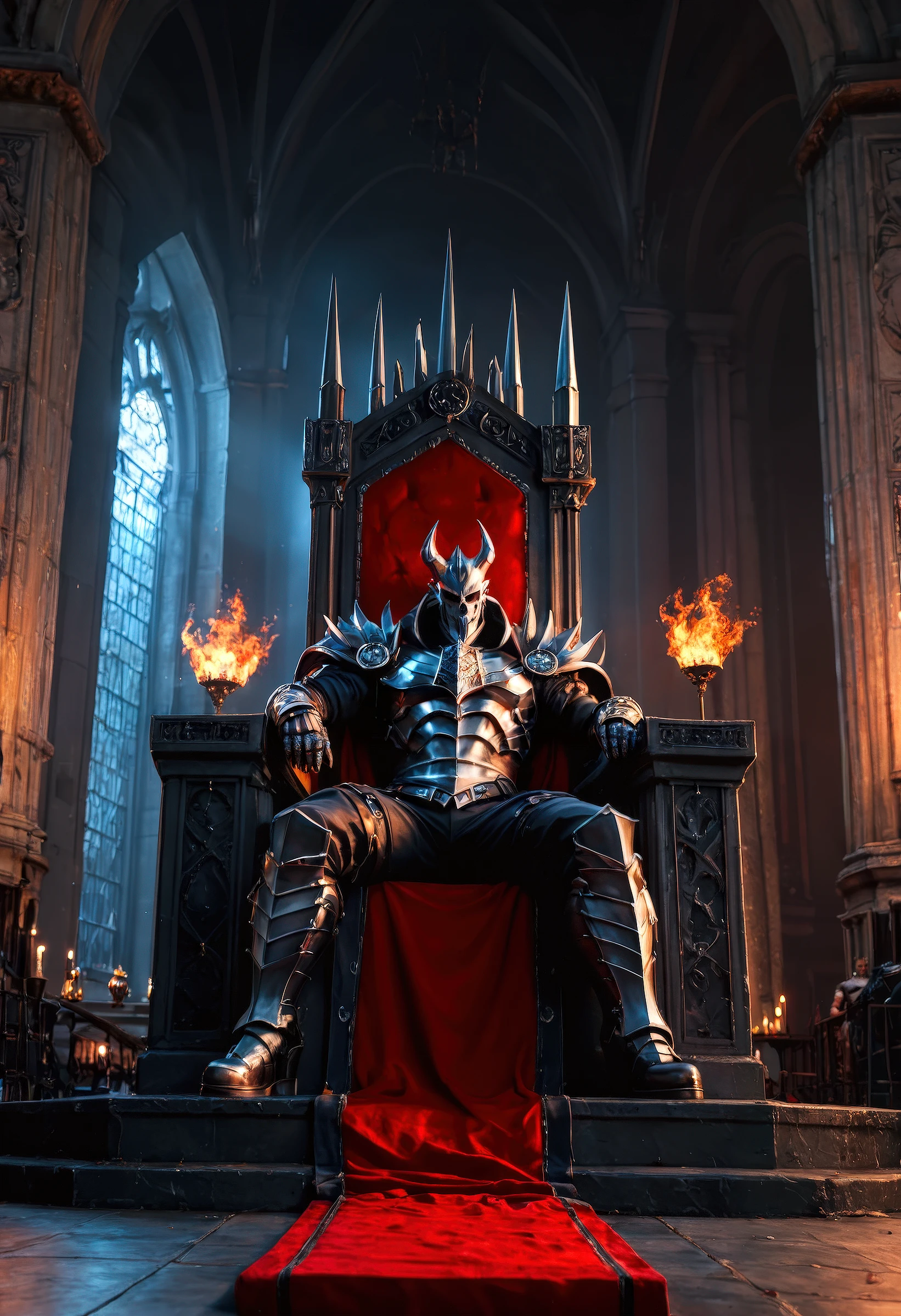 score_9, score_8_up, score_7_up,masterpiece, (best quality:1.2), hdr, intricately detailed, magnificent, maximum details, extremely hyper aesthetic the grim reaper sitting on a throne, soft grey and red natural light