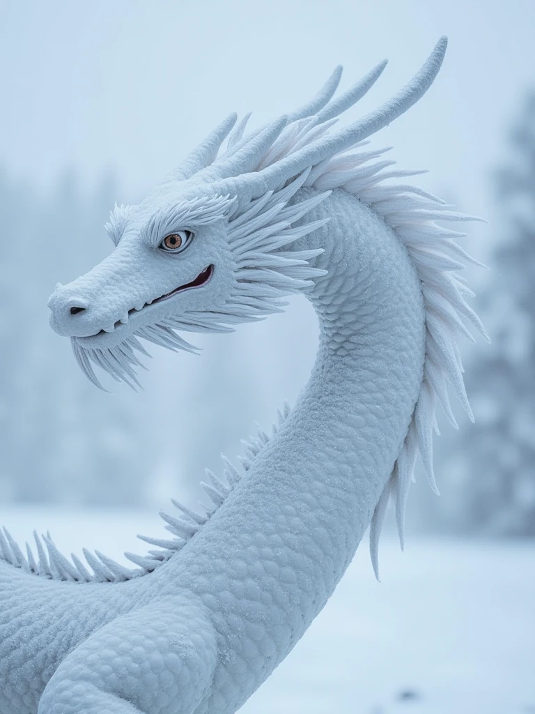 [Snowflake:chinese dragon:25] is floating in the snowy sky