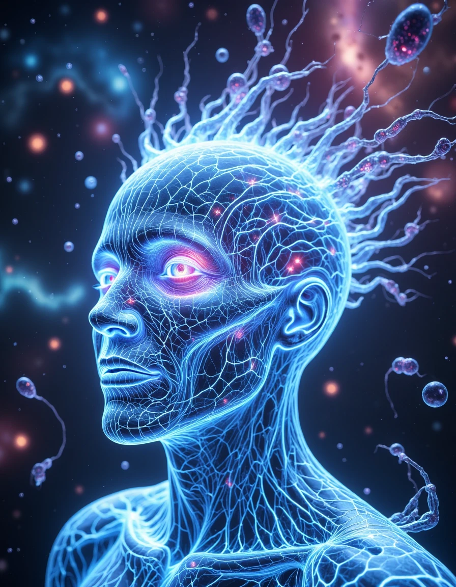 trapped in my conscious, utopian galaxy, plasma, inrecately detailed, sky falling, look me inside of my eyes, transparent thermal being, thermal, bioluminiscent creatures, intricate artwork by beeple. octane render, trending on artstation, greg rutkowski very coherent symmetrical artwork. cinematic, hyper realism, high detail, octane render, 8 k,<lora:CreArt-lora_epoch_5:1>