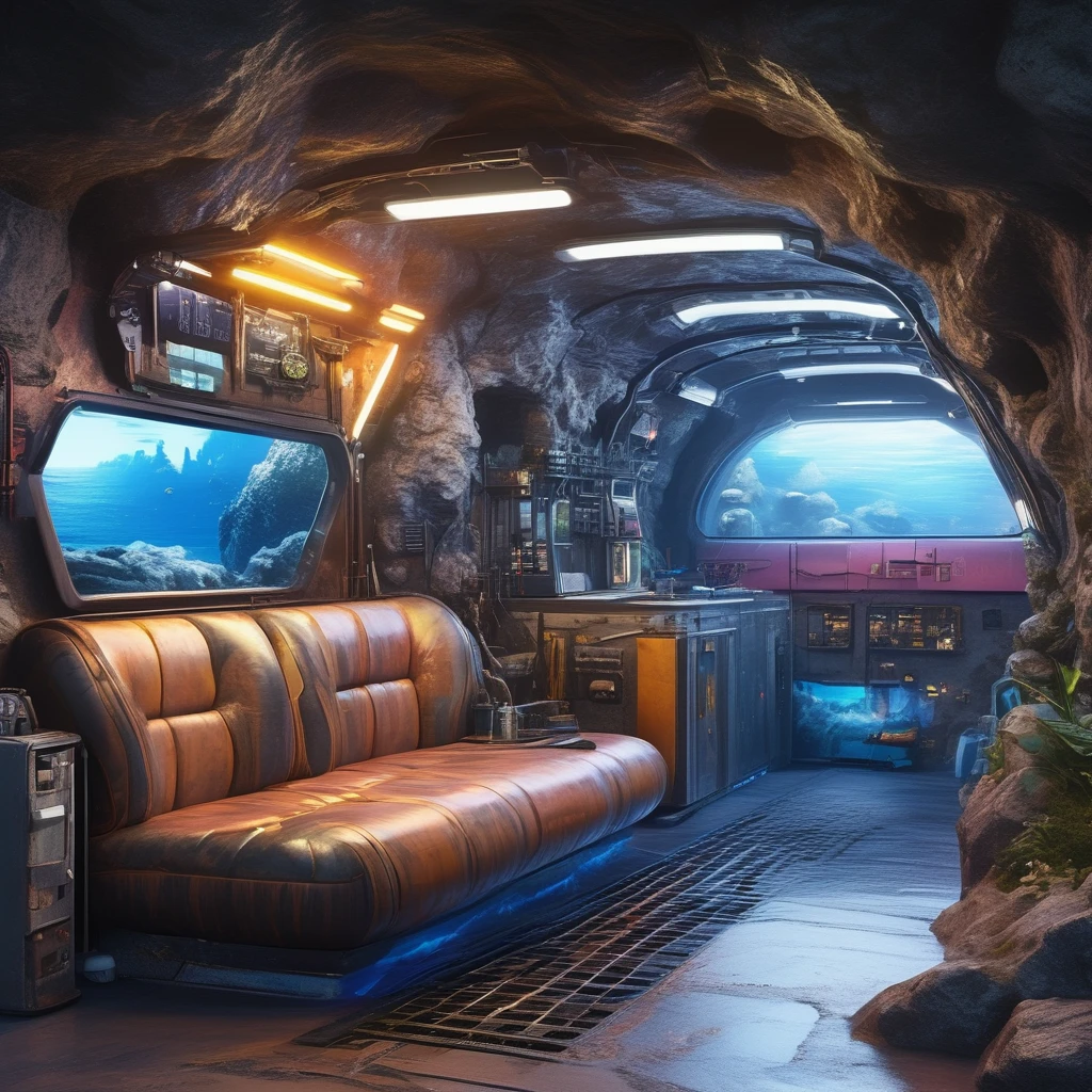 FRESHIDEAS Cave home boat bridge building car city city lights cityscape earth \(planet\) ground vehicle no humans ocean outdoors planet pool puddle realistic reflection river road scenery science fiction shore sign smoke snow street tokyo \(city\) traditional media train water watercraft waterfall,