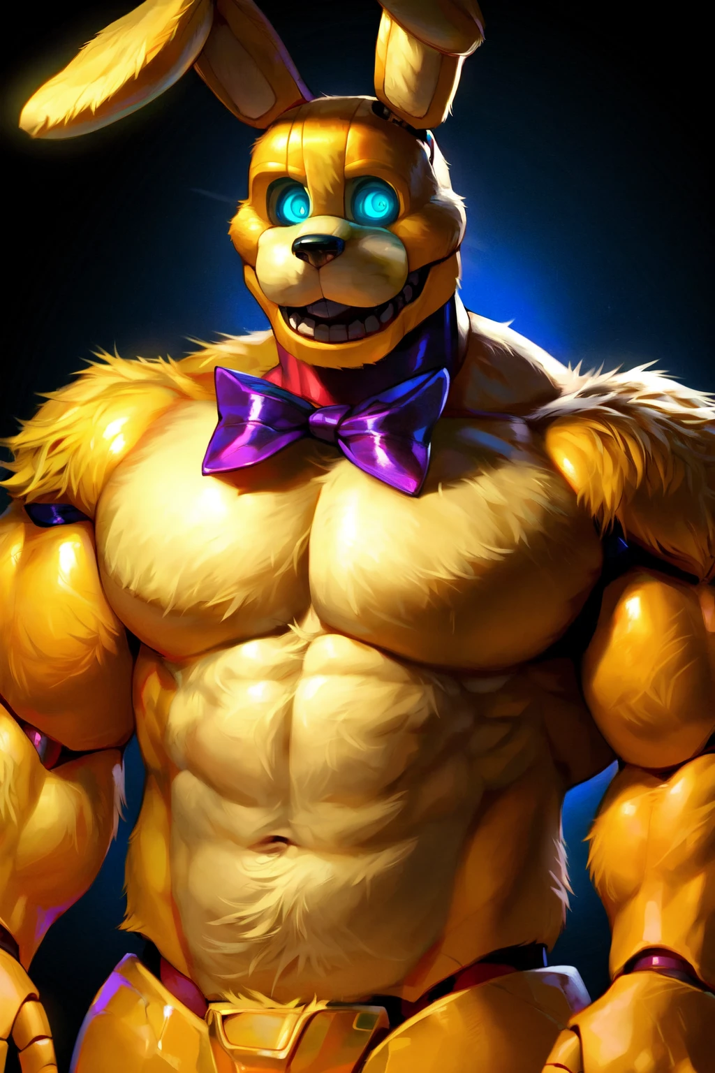 ((solo)), Brown Bear, anthro(Freddy_Fazbear), (FNAF), pizzeria, adult, mature, masculine, nipples, slim:1.2, muscular:1.4, tall:1.5, (correct anatomy:1.5), detailed eyes, detailed pupils, black pupils, vascular veins, (cartoon fur, detailed fur texture:1.3), topless, wearing big black top hat, wearing black bowtie, (naked) massive penis, dick, cock, balls, erection, (fully-erect), cum, ultradetailed, (by wfa:1.2), (by takemoto_arashi, by vorusuarts, by Traver009:1, by grimfaust:1), artificial lighting, stage lights, (Strip_Club:1.4 background), stripper, pole dancing, in front of pole, hands grabbing pole, money, people throwing money, cocky expression, showing off, smirk, naughty face, bear head ((open eyes, detailed):1.2), (detailed face:1.8), open mouth, (serious:1.5) expression), confident, sexy, attractive