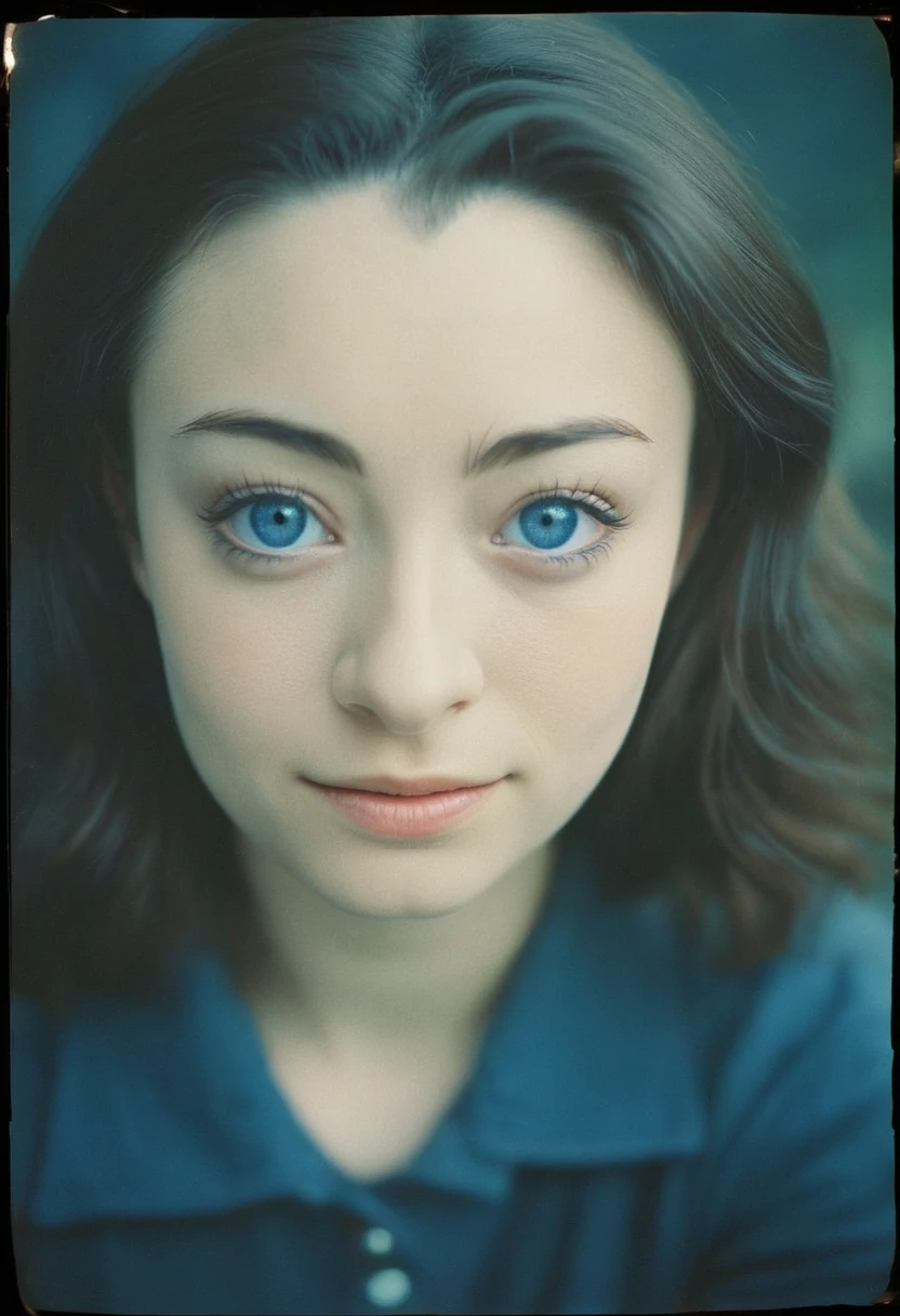 analog film photo jodelle woman,ringed_eyes,blue eyes,<lora:Jodelle Ferland SDXL:0.8>, . faded film, desaturated, 35mm photo, grainy, vignette, vintage, Kodachrome, Lomography, stained, highly detailed, found footage