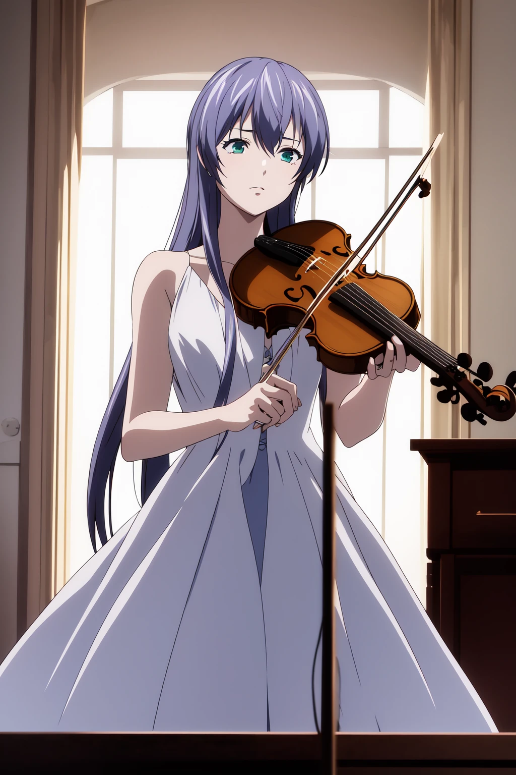 (RAW photo, best quality), 1girl,  natural lighting, 
 <lora:ss_sasha_lc_1_2:1> ss_lc_sasha, violin, dress, elegant,