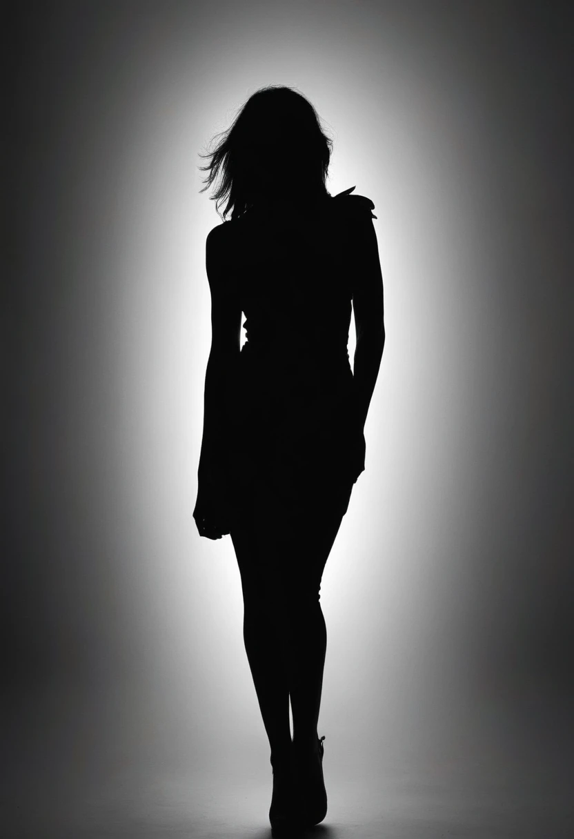 Silhouette style madison,woman,<lora:Madison Grace Reed SDXL:0.8>, . High contrast, minimalistic, black and white, stark, dramatic