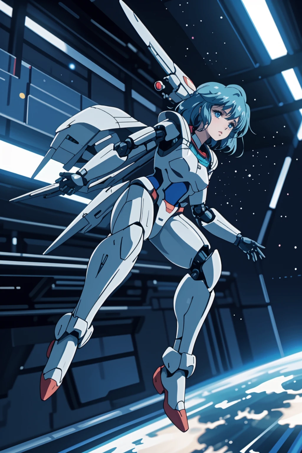 best ratio, a photo of sci-fi cyborg girl, gundam suits:0.1, stars, future space port, high detailed skin:0.3, film grain, high detailed face:.7, (soothing tones:1.25), (hdr:1.25), full body