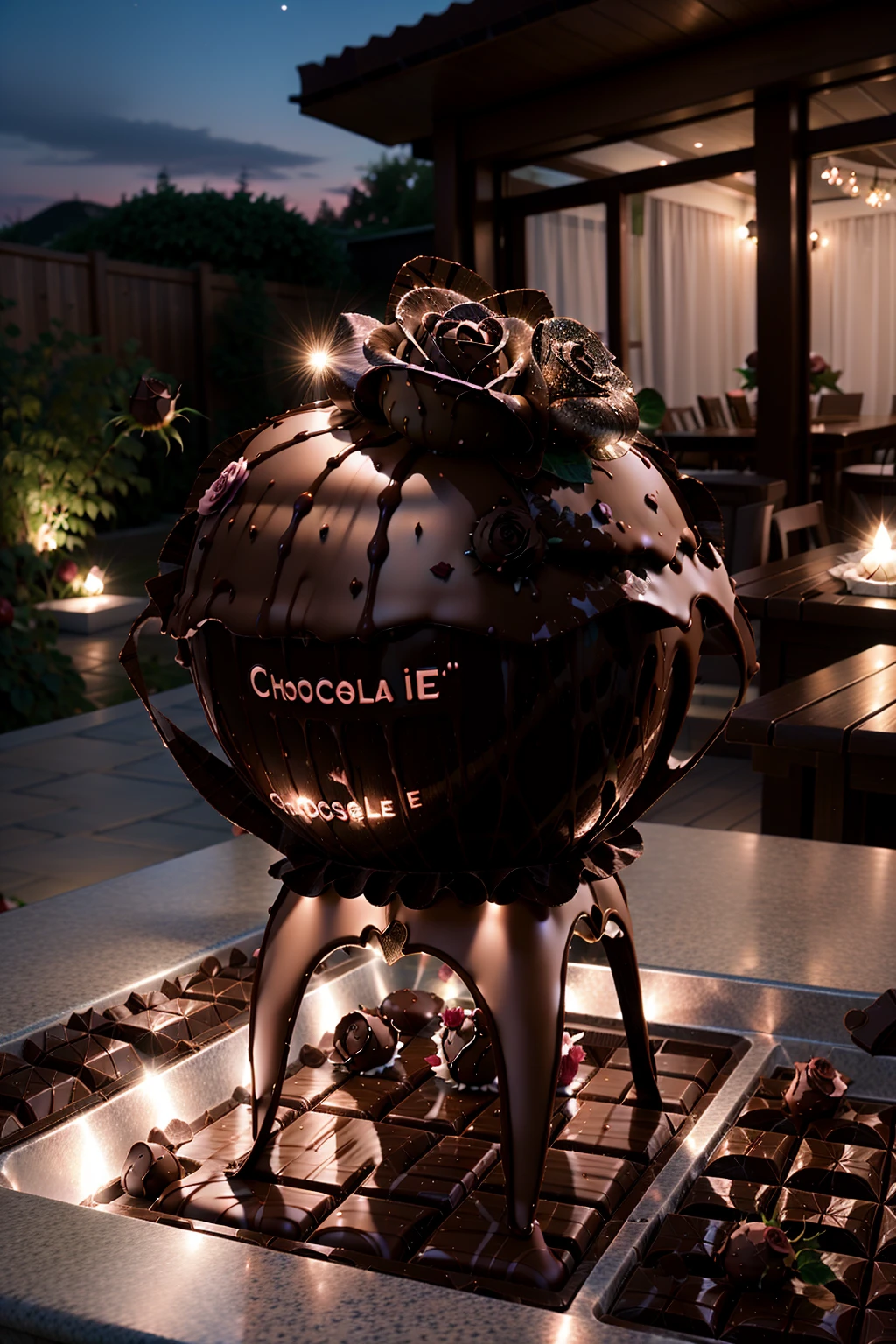 <lora:ChocolateRoseWorld:1> ChocolateRoseWorld grill in a backyard