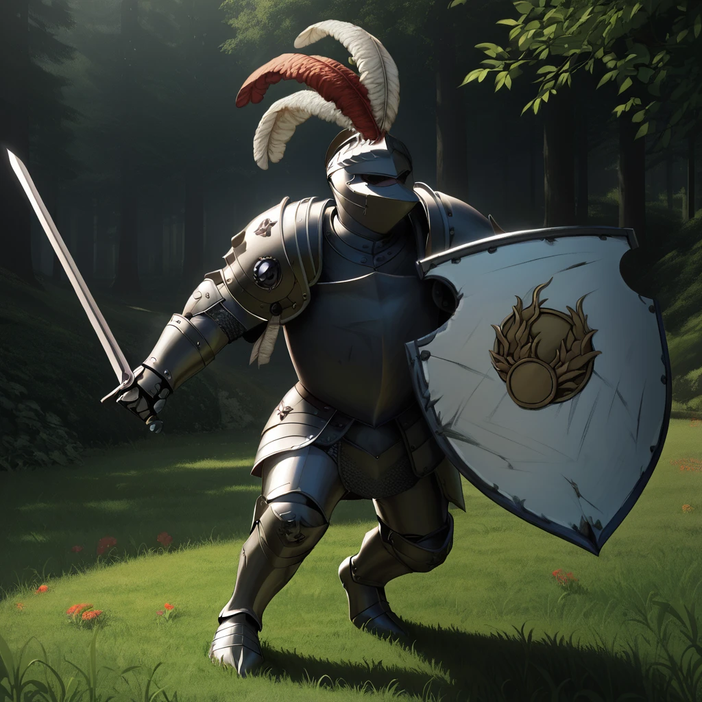 score_9, score_8_up, score_7_up, score_6_up, 2d, painting style, brushstrokes, highres,
EmpireKnight, full helmet, armor, plume,
holding sword, holding shield, sword and shield, battle stance,
<lora:Empire_Knight_PonyXL:0.8>