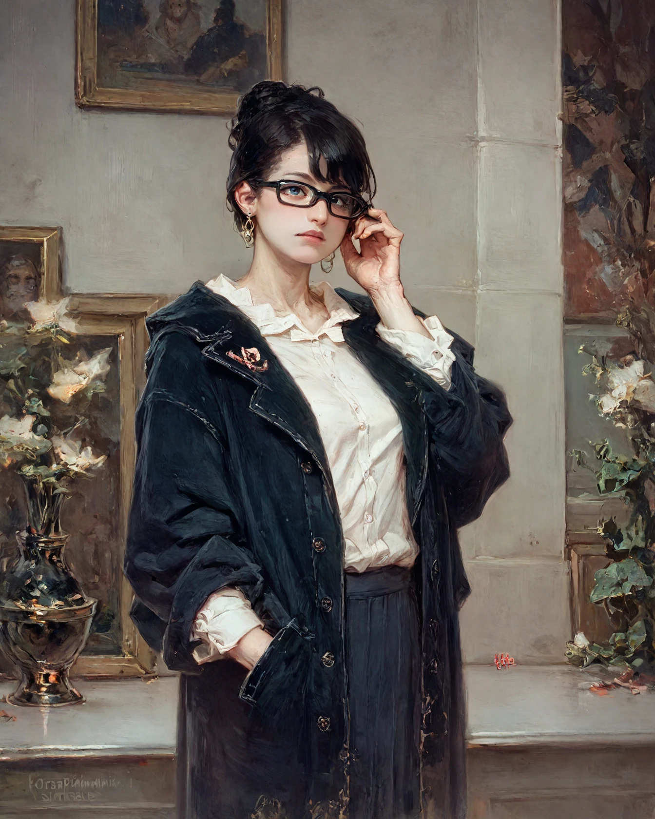 <lora:wilhelm-kotarbinski_pony_v1:1> ' ' by  Kotarbinski Wilhelm in 1911
academicism \(style\)
history painting \(genre\) <lora:glasses_pony_V1.1:1> 1girl, glasses, black-framed eyewear, score_9, score_6_up, score_7_up