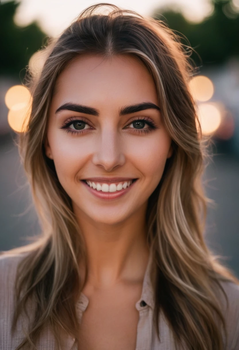 cinematic photo emelia,woman,happy,looking at viewer,<lora:Emelia Hartford SDXL:1>, . 35mm photograph, film, bokeh, professional, 4k, highly detailed