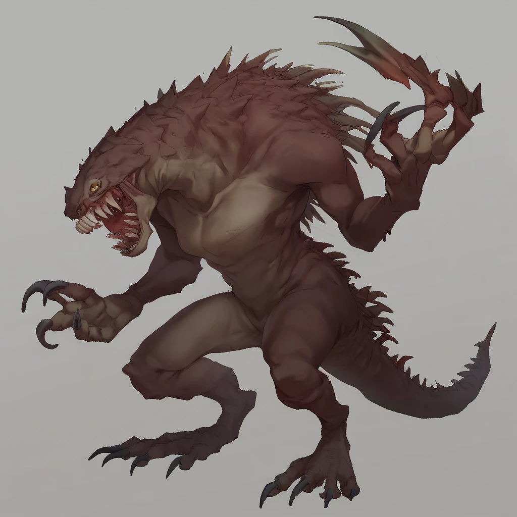 (best image quality, 4k, 8K, high resolution, masterpiece:1.2), (super detailed monster design sheet:1.37), Moderate: figure, Detailed figure, Digital figure, strong shadow (Firm texture:1.1), detailed: The rippling muscles of the monster's upper body, The monster's canine like face is snarling. depiction of hades god of the underworld as a dragon, cerberus like features ; artistic style: dark fantasy, illustration, character sheet, character design