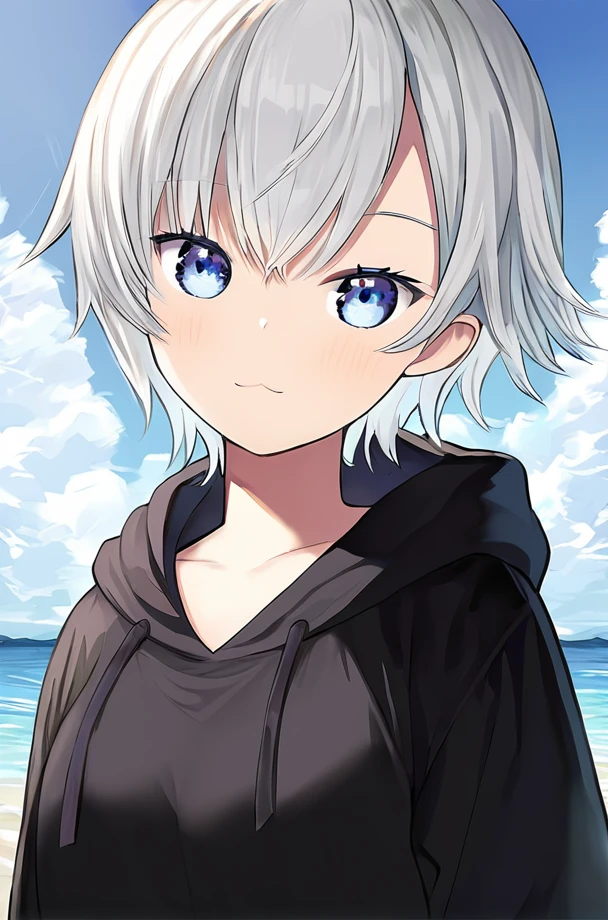 capriccio_style, Solo, 1girl, female, blue eyes, grey hair, flat chest, cute face, detailed skin, detailed eyes, perfect hands, perfect face, closed mouth, BREAK hoodie, BREAK outdoors, colorful, looking at viewer, portrait, BREAK ((ultra-detailed)), ((best quality)), ((best quality)), ((beautiful eyes)), ((extremely detailed)), 4K, (8K), best quality, (beautiful), Master piece, highres, score_9, score_8_up, score_7_up, score_6_up, score_5_up, score_4_up, colorful, best quality, official art, highres, masterpiece, nai3, god light, detailed background, high quality background, <lora:add_details_xl:1> <lora:light_sharp_style_magin3.1-000040:1> <lora:Capriccio_StylePony:1>