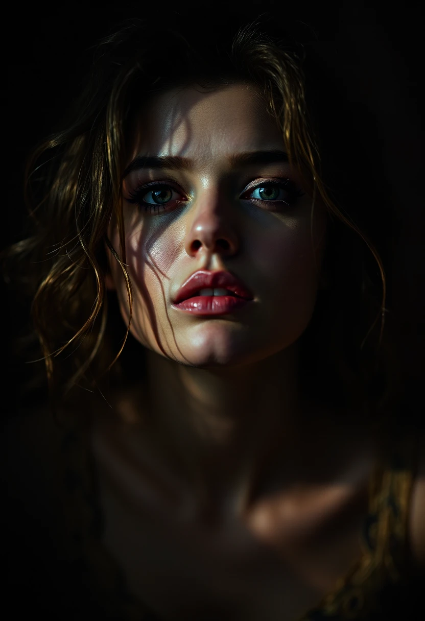 a expressive woman,Photo by Hasselblad X1D-50c with 18-55mm STM lens ultra intricate details and textures 16k maximum resolution possible 600dpi,Philipp Otto Runge,moody lighting,Digital art,Kodak Ektar 100,specular lighting