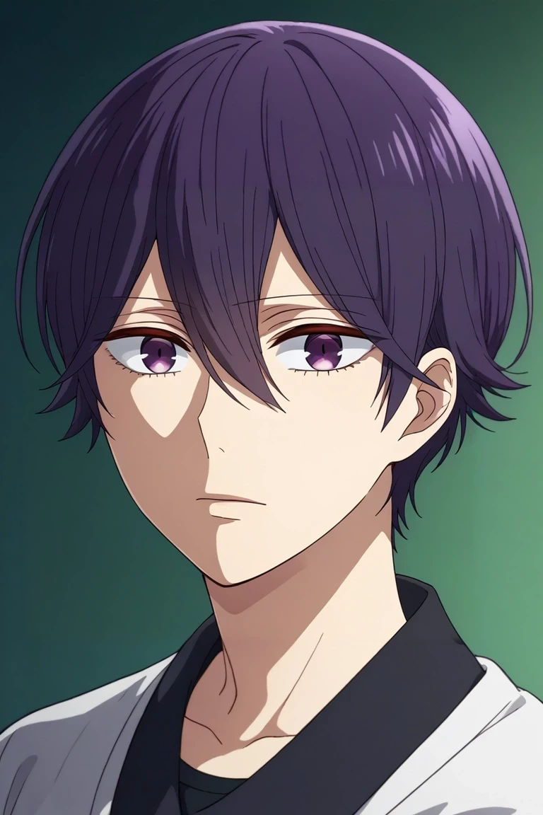 score_9, score_8_up, score_7_up, source_anime, rating_safe, intricate details, , , , 1boy, solo, male focus, <lora:yuusuke_nisaka_pony:0.9>, yuusuke_nisaka, purple hair, purple eyes, short hair, bangs, hair between eyes, , , <lora:sdxl_lightning_8step_lora:1>