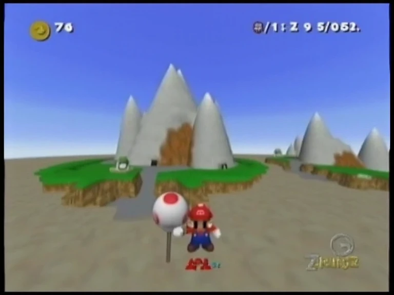 (vhs style:1), screenshot of a video game, mario64